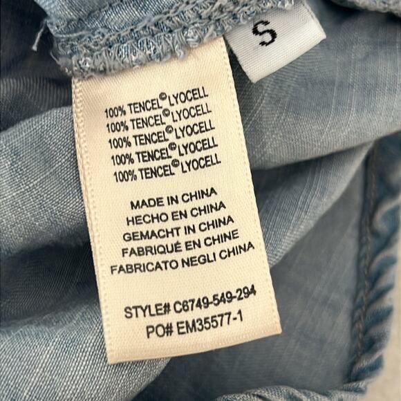 Anthropologie Cloth & Stone chambray romper Woman’s Size S Convertible Sleeve - Picture 8 of 16